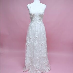 DB Studio White Lace Wedding Gown With Floral Appliqué